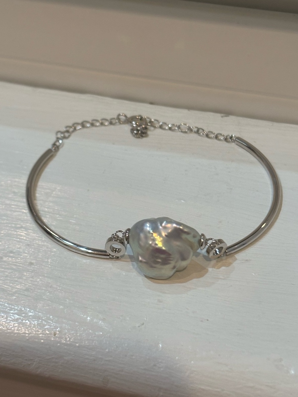 White Baroque Pearl Sterling Silver Bracelet